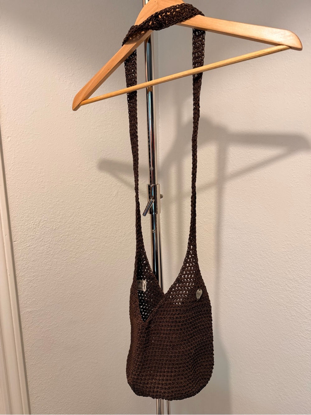 Kaminski Raffia Handmade Brown Crochet Shoulder Bag